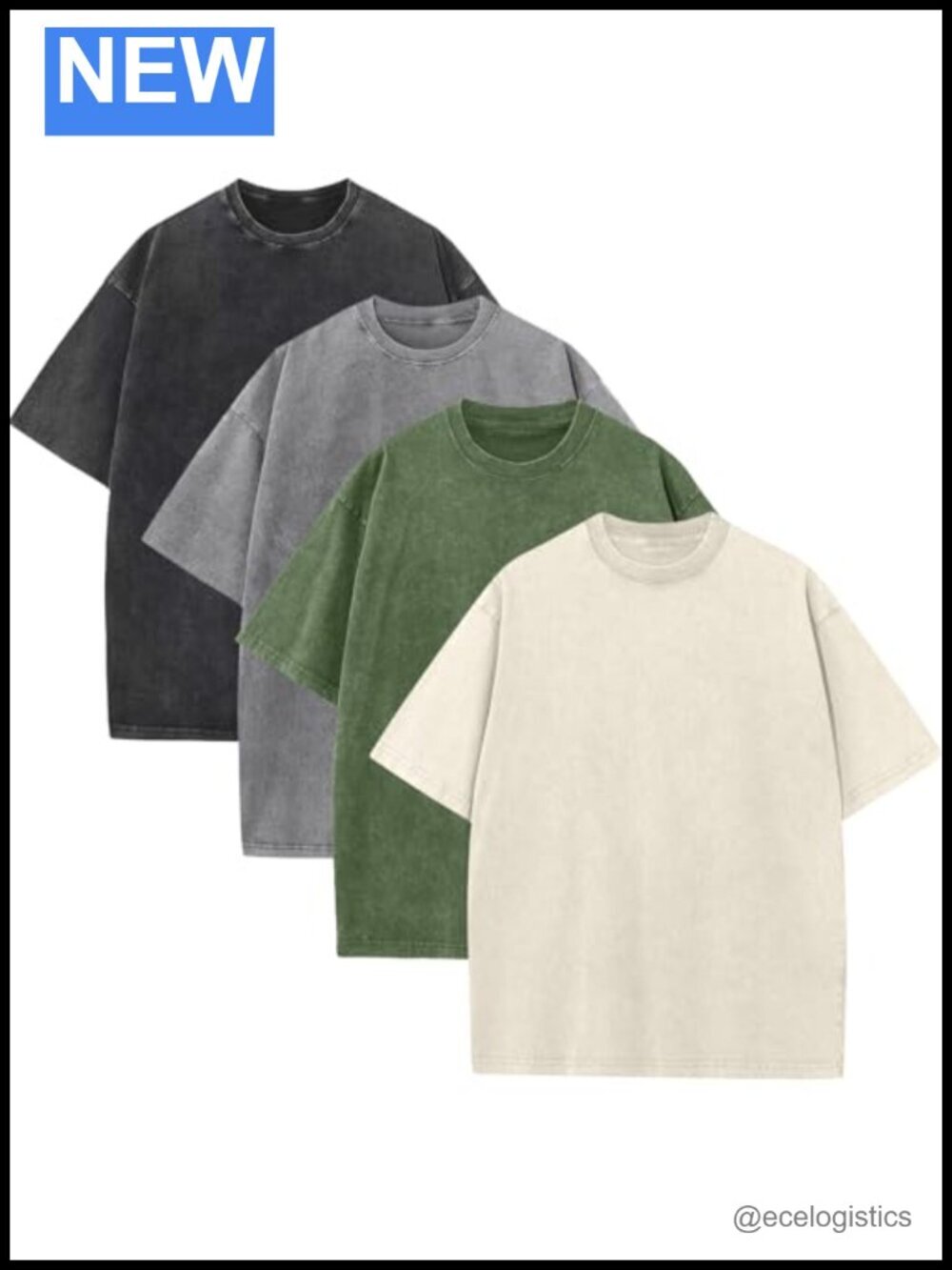 Oversized Acid Wash T-Shirt 100% Cotton Crew Neck Loose Fit Streetwear